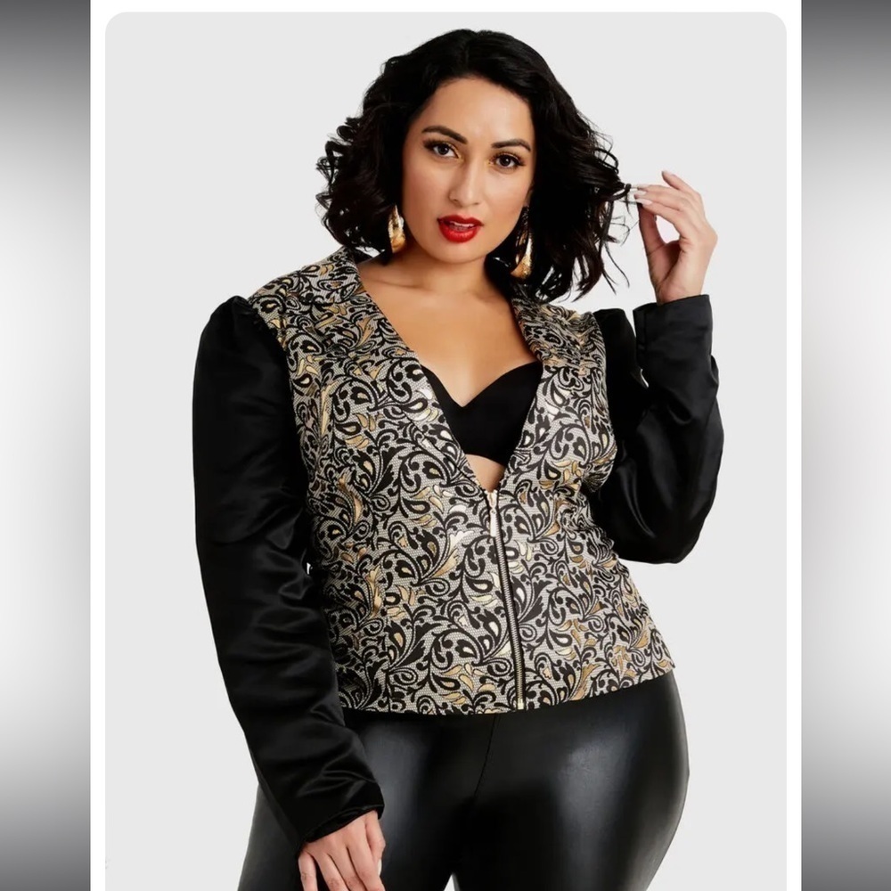 Ashley Stewart Black and Gold Jacket-5X